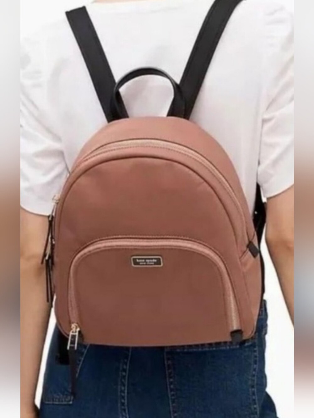 kate spade Nylon Rose Dust Backpack with Gold Accents